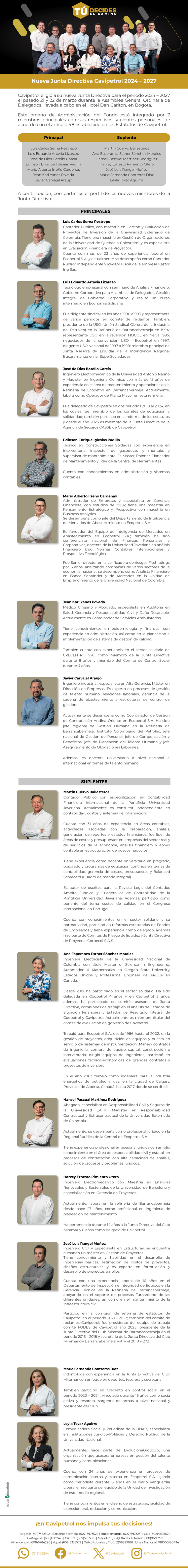 Perfil miembros Junta Directiva