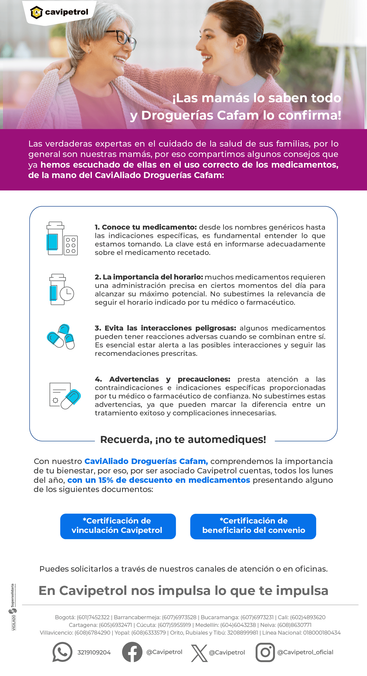 Artículo Mes de las madres, droguerías cafam.
