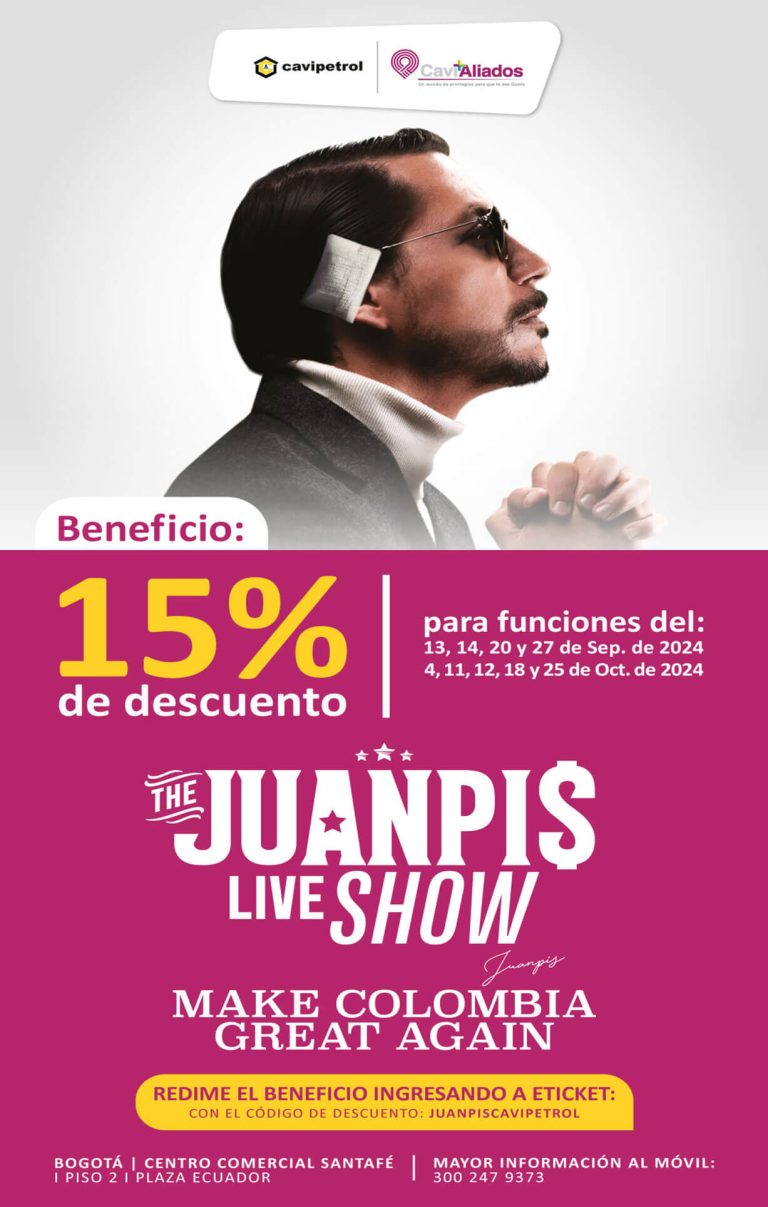 Obtén 15% de dto. para funciones del 13, 14, 20 y 27 de sep. 4, 11, 12, y 25 de Oct de The Juanpis Live Show.