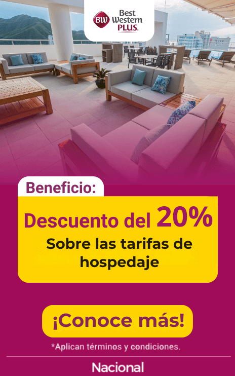 Obtén 20% de descuento sobre las tarifas de Hospedaje en Best Western Plus
